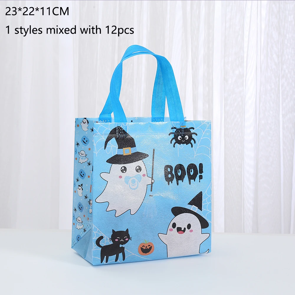 LPZHI, Halloween Cute Ghost pattern Gift Tote Bags, Eco-Friendly Non Woven, for kids party supplies, Trick or Treat, 10/24pcs