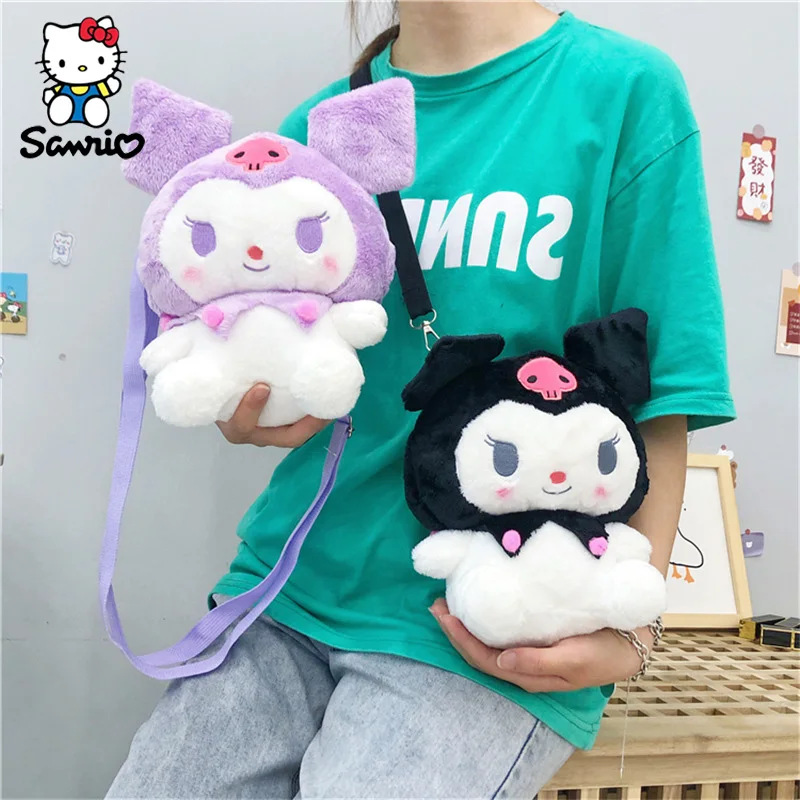 

Sanrio плюшевая сумка мультфильм аниме Kuromi Рюкзак Плюшевые кавайные Мягкие плюшевые сумки через плечо сумка-мессенджер для девочек детские подарки