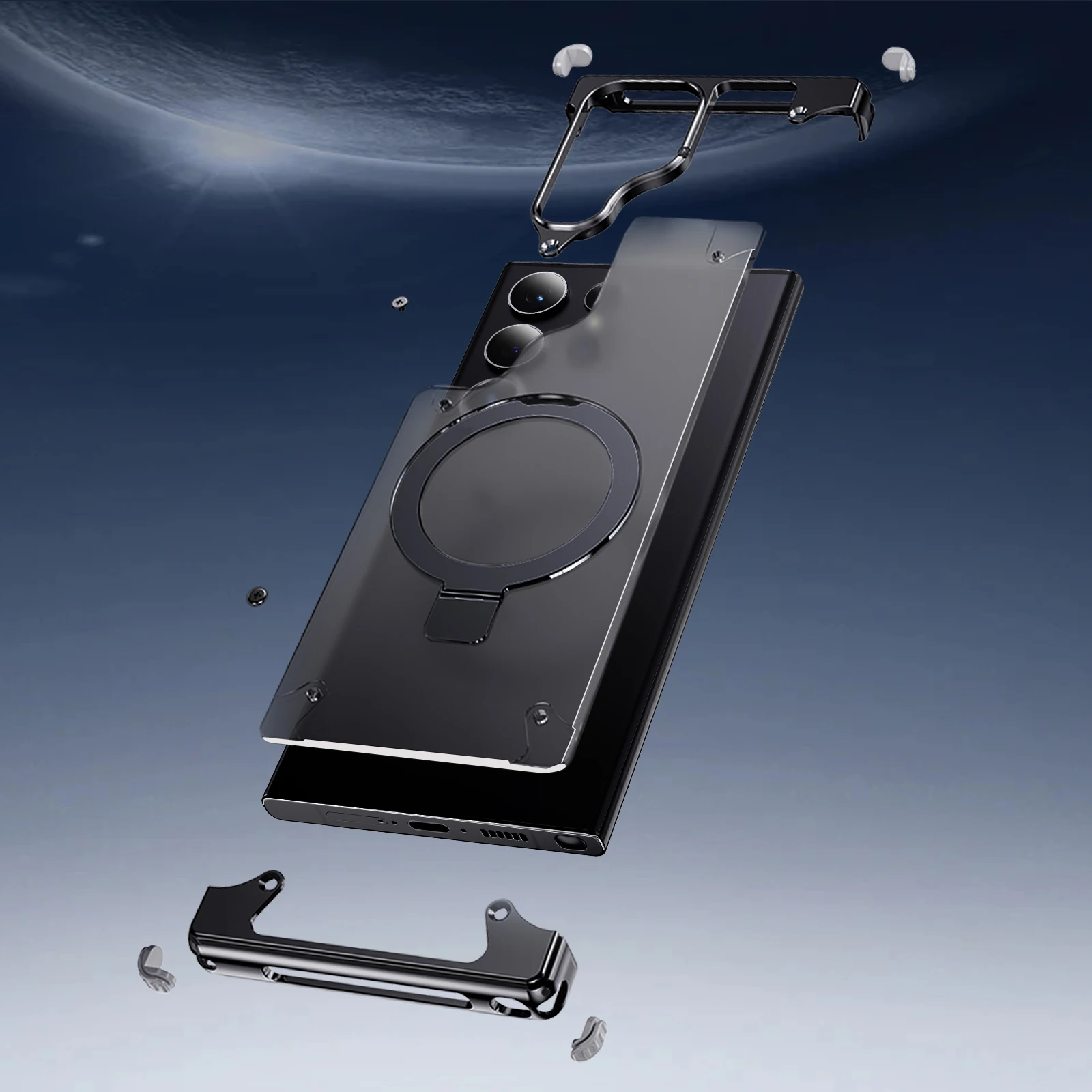 Oatsbasf-caixa Transparente do Telefone com Suporte do Anel de Dedo Tampa do Telefone Apto para Samsung Galaxy S23 Ultra S24 Ultra - Image 4