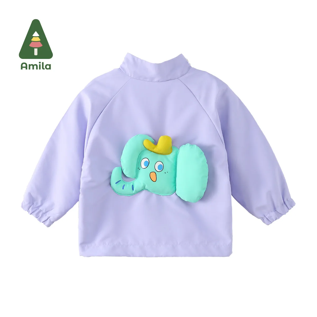 Amila Baby Jacket Spring Three-dimensional Cartoon Back Decorated Boys & Girls Contrasting Casual Windproof Coat