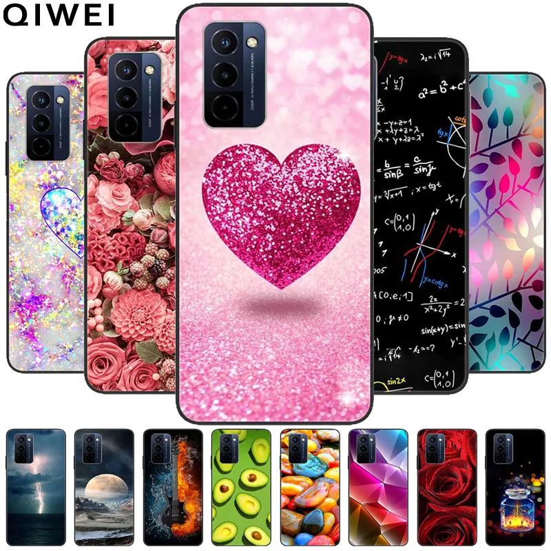 Stylish Black TPU Soft Silicone Bumper Case with Cartoon Flowers and Animals Design