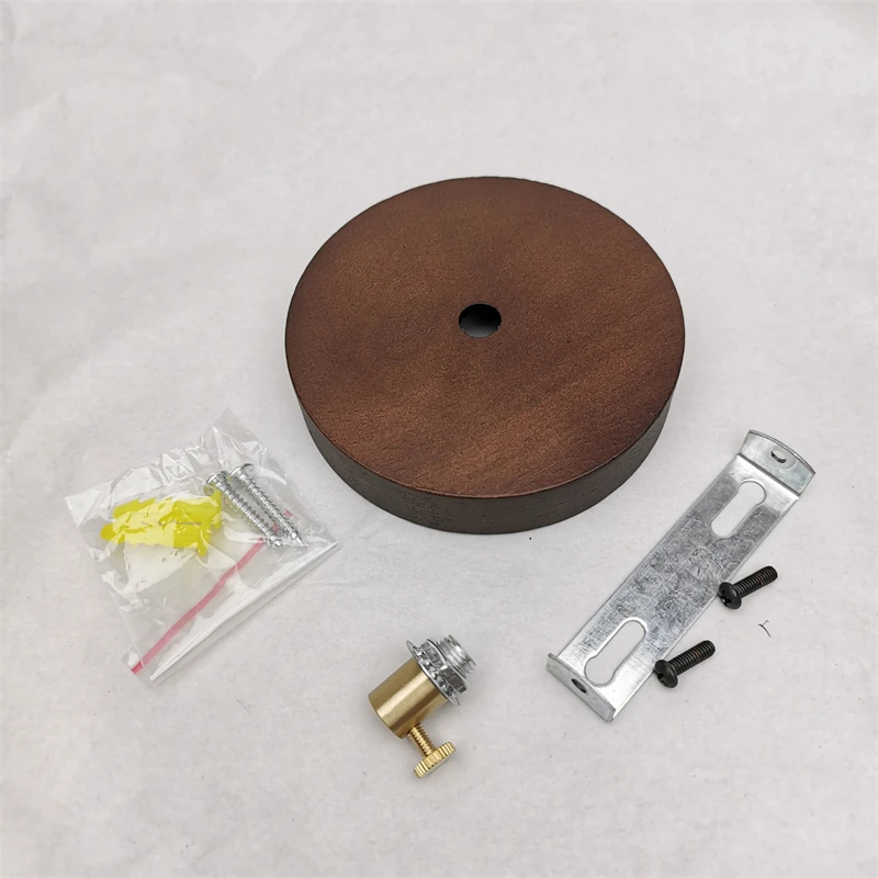 10cm Solid Wood Walnut Color Small Chandelier Ceiling Plate Brass nuts Screws Chassis Dining Room Bedside Nordic Style Lamp Base