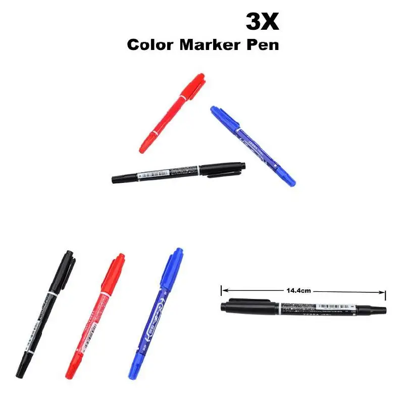 3 Pcs/Set CD-R DVD-R Disc Marker Pen Double Head Marker Pen Writing Student marker Pen School office Stationery Supplies 6