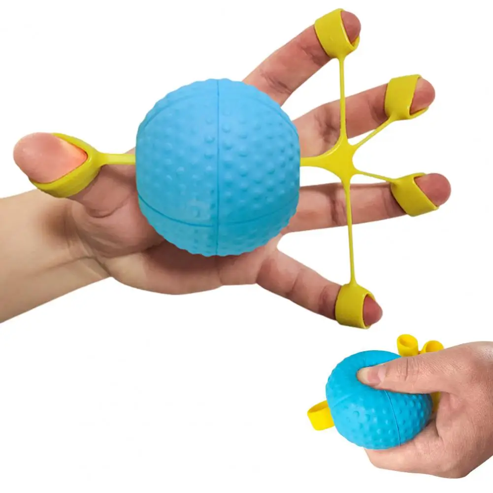Hand Strengthener Grip Trainer Ball with Elastic Silicone Finger Cot Rehabilitation Training Exercise