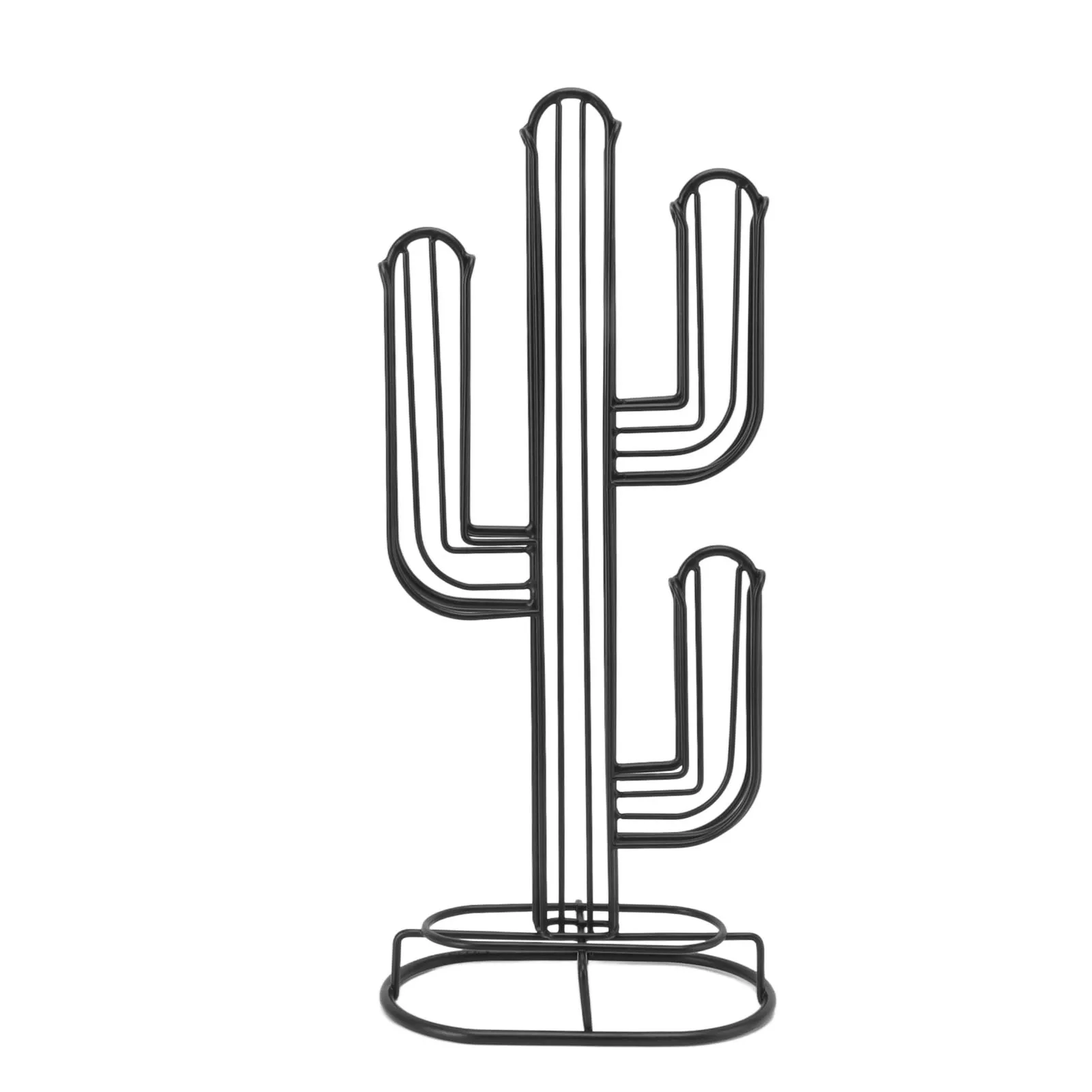 Coffee Capsule Stand Black Compact Cactus Shaped Coffee Pod Stand for Family Member for Kitchen