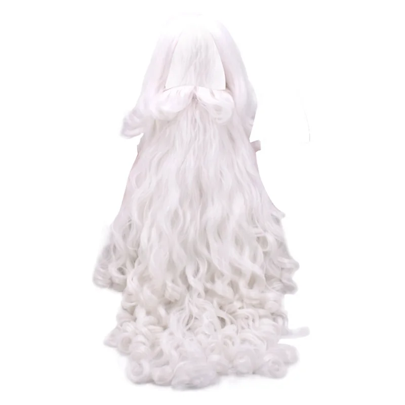 

Christmas Cosplay Wig Beard Santa Claus Beard Wig White Curly Long Synthetic Hair Adult Cosplay Costume