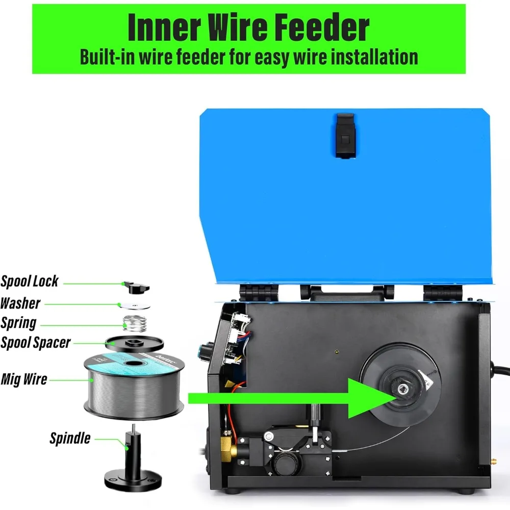 MIG Welder 200Amp 110V/220V Gas MIG/Gasless Flux Core MIG/Stick/Lift TIG/Spot Welding/Spool Gun Multi Process Welding Machine 2