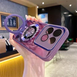Luxury Clear Phone Case with Magnetic Stand and Bracket Holder for Moto G04S (3)