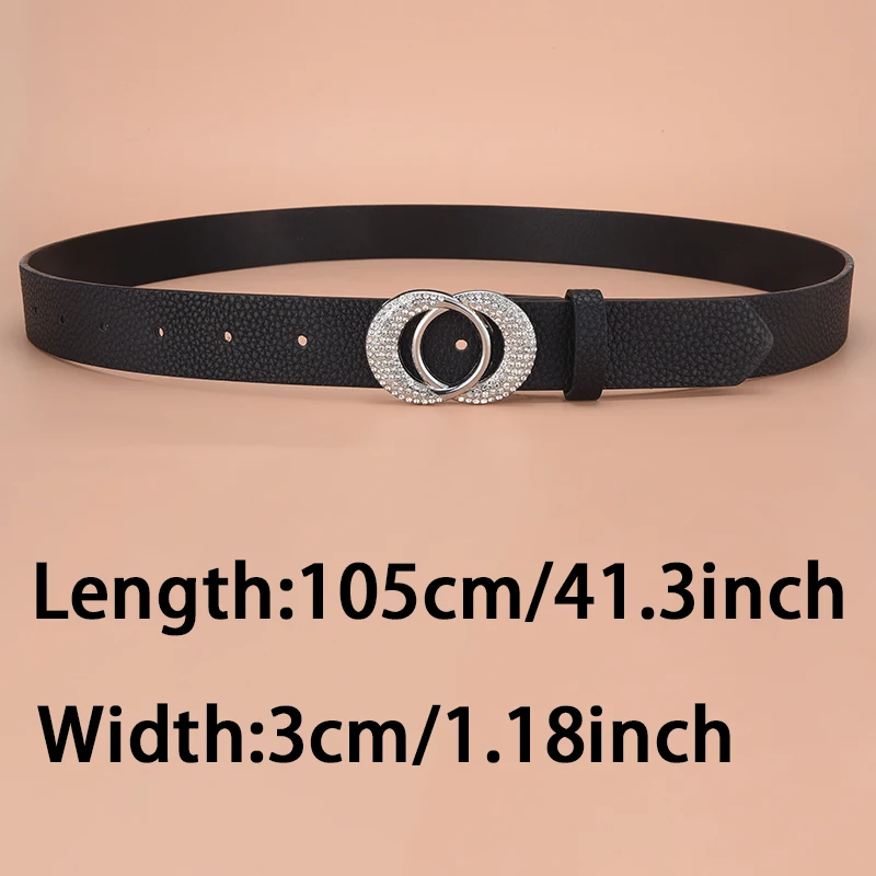 Women'S Inlaid Imitation Diamond Belt Fashion Rhinestone Women'S Belt Paired With Jeans Leather Belt，Gift For Girlfriend And Mon