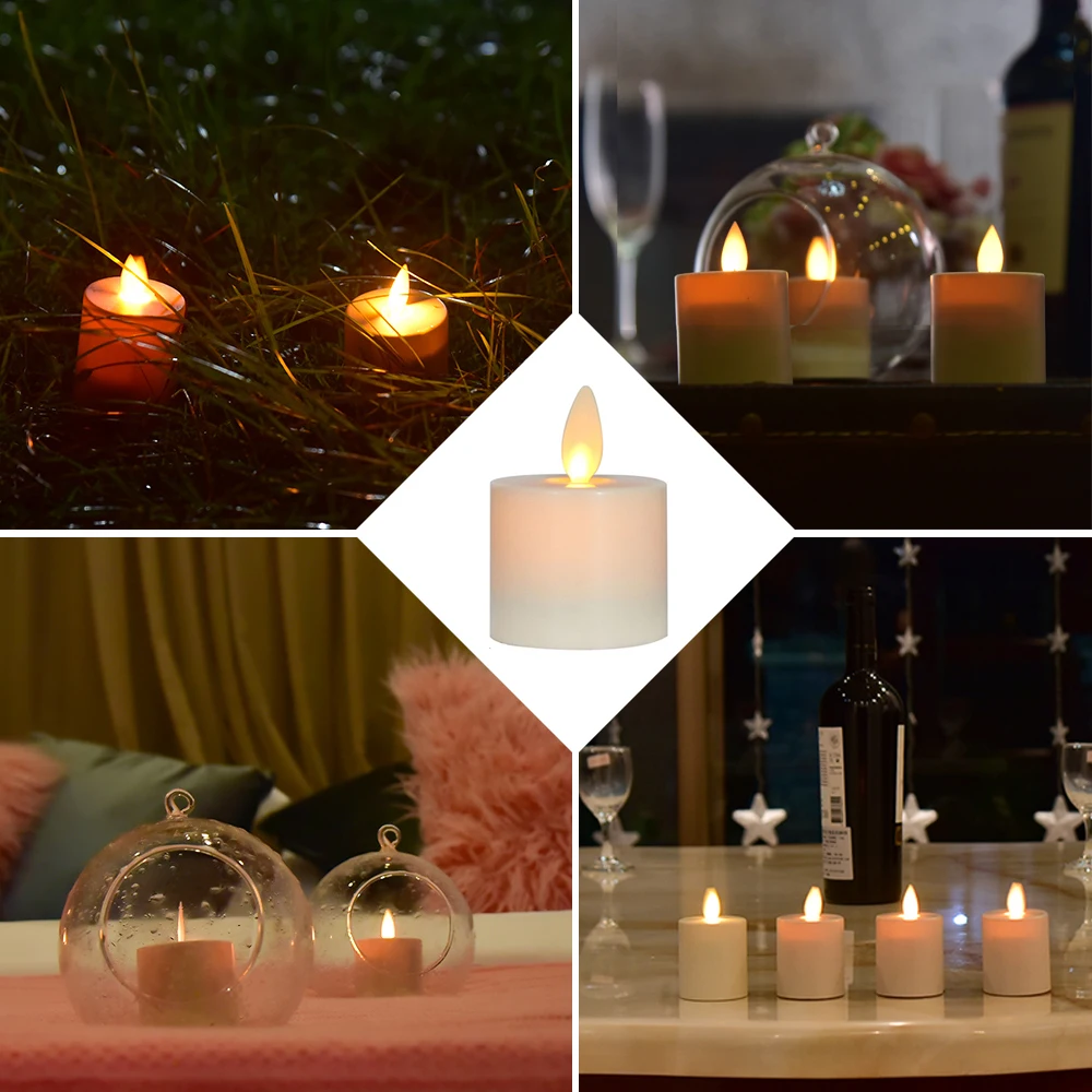 Bougies chauffe-plat sans flamme, Simulation 24x, scintillantes, Mini lampe  pour fête, événements en plein air, décoration de salle - AliExpress