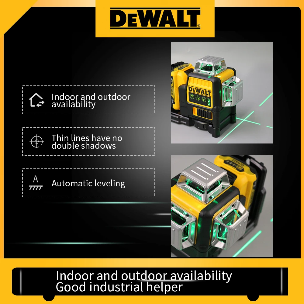 DEWALT Laser Level DW089LG Self Levelling 12 Line 3 x 360 Degrees Green Beam Laser 12V MAX Li-Ion Rechargeable Battery Lasers 4
