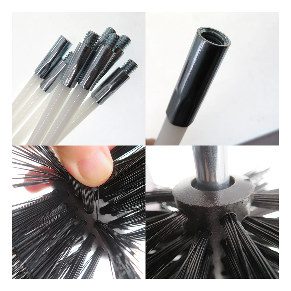 1-37 Pcs Flexible Chimney Sweep Set 12-50 Feet for Flue Sweeping Brush & Rod Kit Soot Cleaning Rods Nylon Brush Cleaning Tool 5