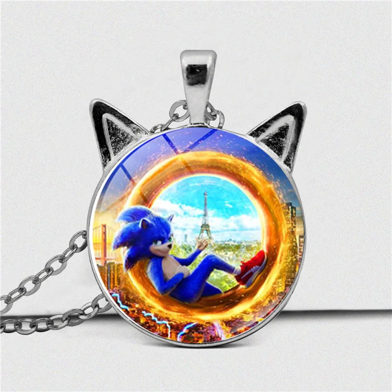 

New Cartoon Necklace Sonic The Hedgehog Game Peripheral High-value Creative Cute Cat Ear Pendant European and American Jewelry