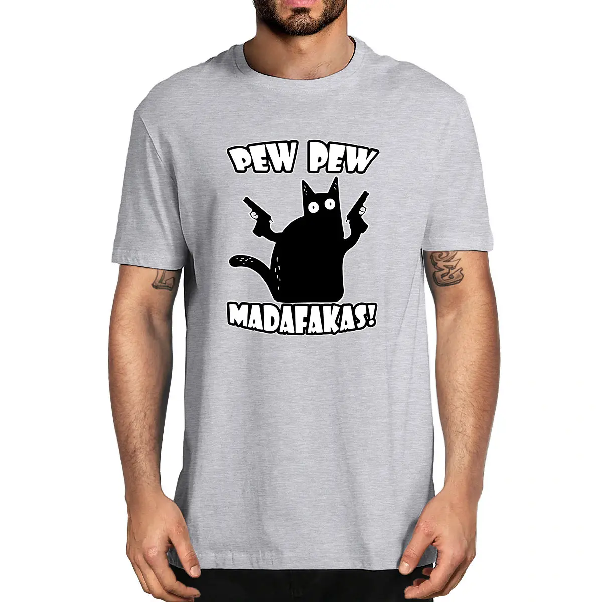 

Summer Fashion Tee Pew Pew Madafakas Mens Funny Cat Graphic Men's Cotton Novelty Crew Neck Short Sleeve T-Shirt Casual Gifts
