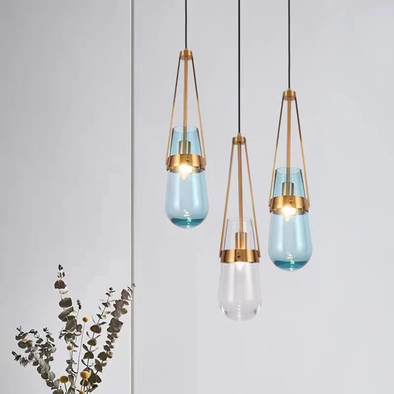 

LED Dining Room Glass pendant lamps Nordic Dining Table Kitchen Bedside Lamp Living Room Hotel Coffee Room decor hang lamp
