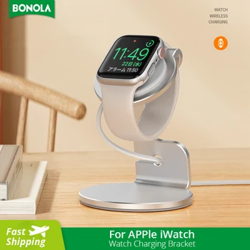 Bonola 애플 워치용 금속 책상 충전기 거치대, 알루미늄 합금 스탠드 업 브래킷, iWatch 시리즈 충전기, 독 크래들
