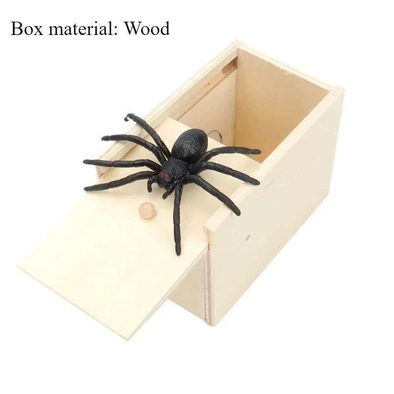 1 PC Trick Spider Funny Scare Box Wooden Hidden Box Quality Prank Wooden Scare Box Fun Game Prank Trick Funny  Gifts