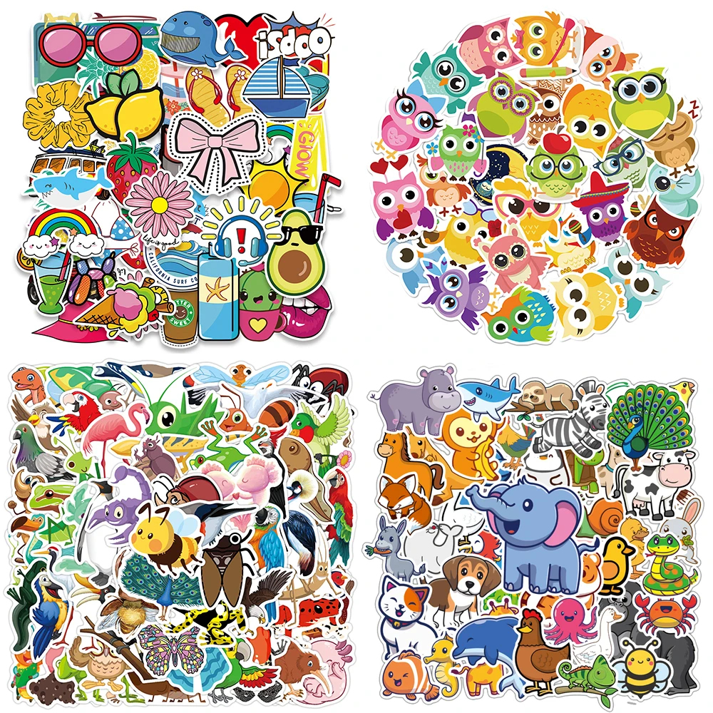 Animals Stickers Cute Cartoon Dog Cat Pig Anime Pack for Skateboard Phone Guitar Car Laptop Bicycle Fridge Kid Toys