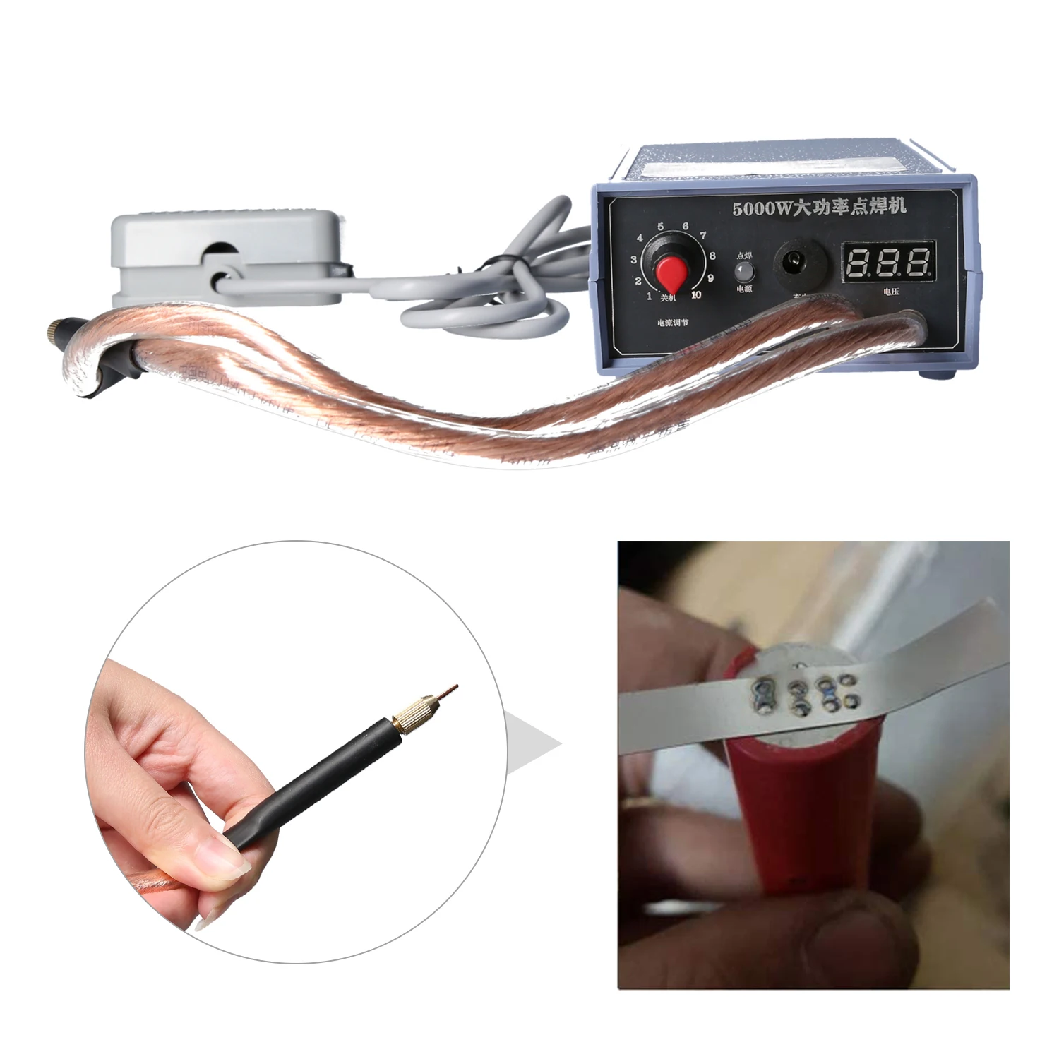 KKMOON Spot Welder 5000W High Power Spot Welding Machine Portable 0-800A Current Adjustable Welder For 18650 Battery EU Plug 3