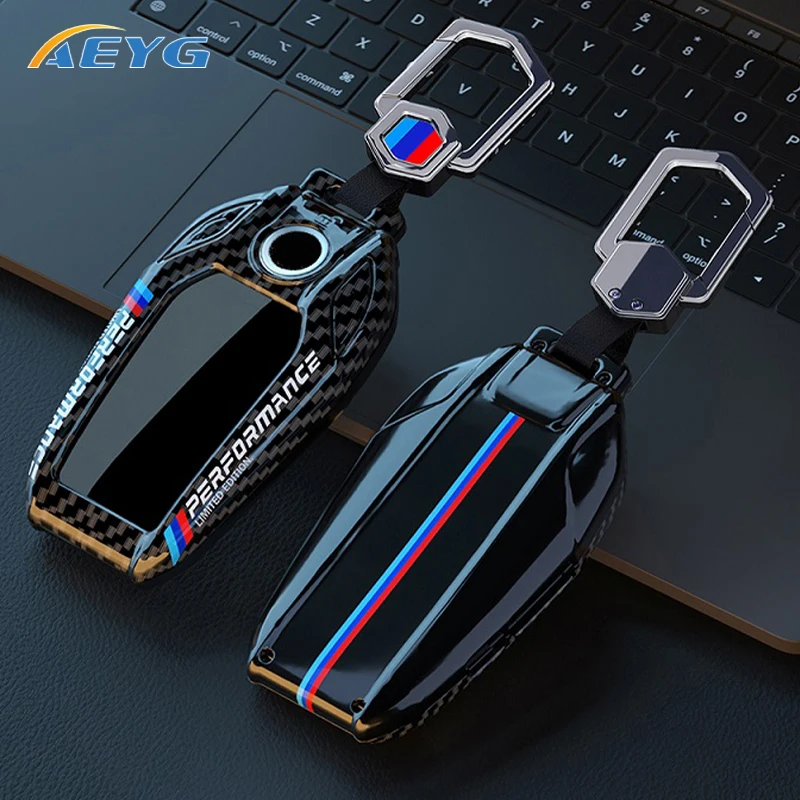 ABS Carbon Fiber Style Car Display Key Case Cover Shell For BMW 3 5 7