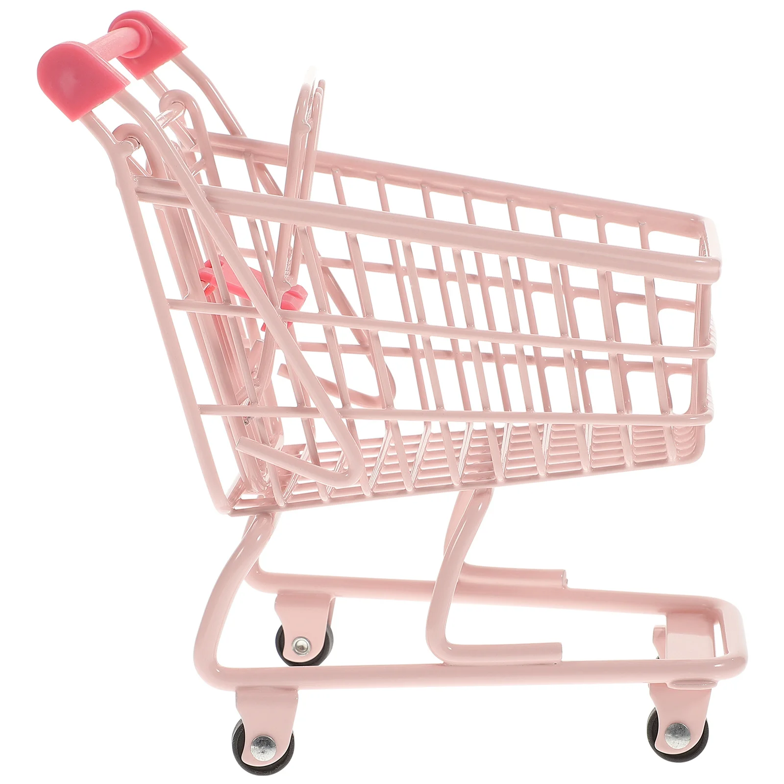 트롤리 미니 카트 금속 쇼핑 바구니 데스크탑 수납 핑크 슈퍼마켓