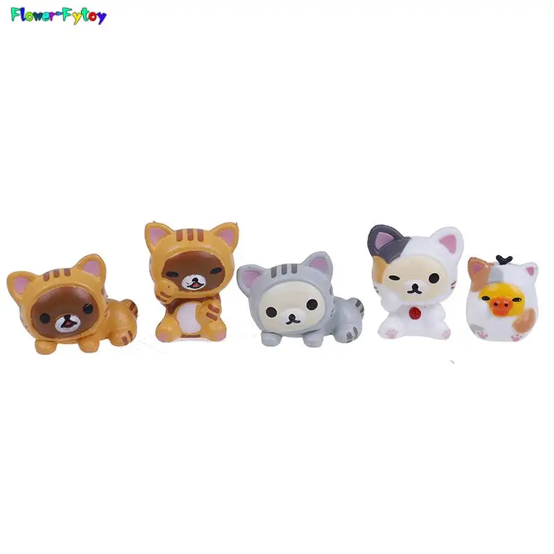 

1/5pc/set Lovely Cat Rilakkuma Cosplay Mini Cat PVC Action Figures Toys Moss Bonsai Small Landscape Animals Model Decoration Toy