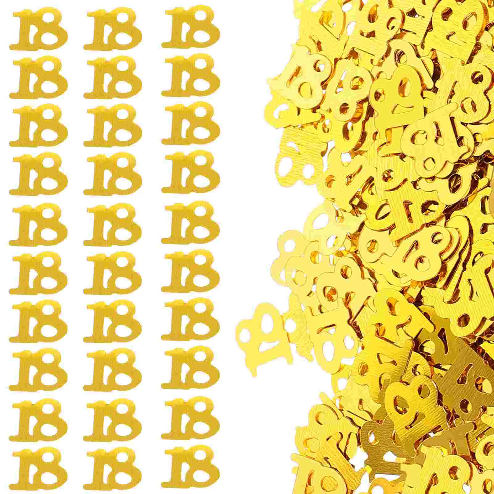 

600PC Monochrome Digital Birthday Confetti Party Happy Throwing Sequins Age 18 for Festival Party Decoration (Golden)