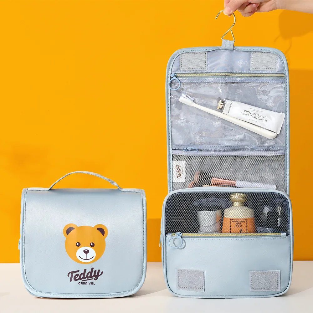 Women Cute Bear Cosmetic Storag Bag Foldable Hanging Oxford Toiletries ...
