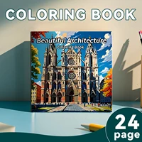 Adult Picture Book 24 pages Beautiful Architecture Coloring Book can relax and relieve stress Graffiti Painting Drawing 1