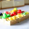 1/6 1/12 Scale Mini Simulation Fruit Plate Wooden Frame Grape Banana Strawberry Apple Dollhouse Kitchen Decoration Toys 4