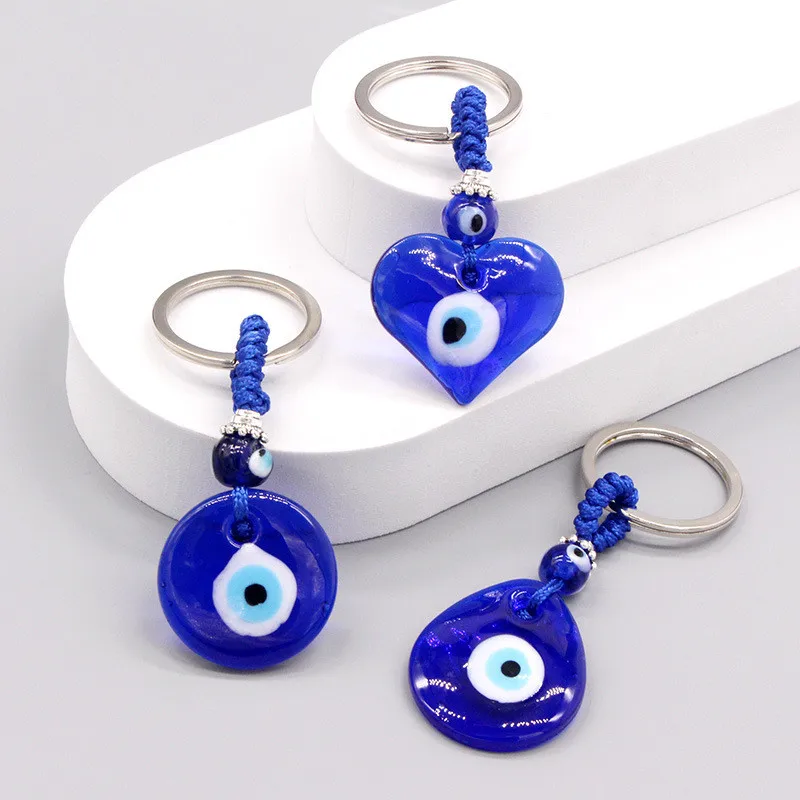 Portachiavi Lucky Blue Resin Devil'S Evil Eye Per Donna Uomo Fashion Round Heart Drop Shape Portachiavi Accessori Per Gioielli Regalo