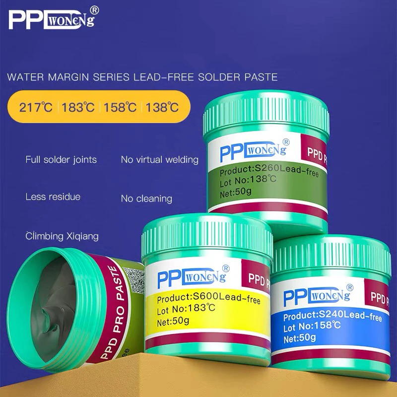 PPD Lead-free Solder Paste Low Medium High Temperature Melting Point 138°C 158 183 217°C Welding Flux For BGA CPU Rework Station