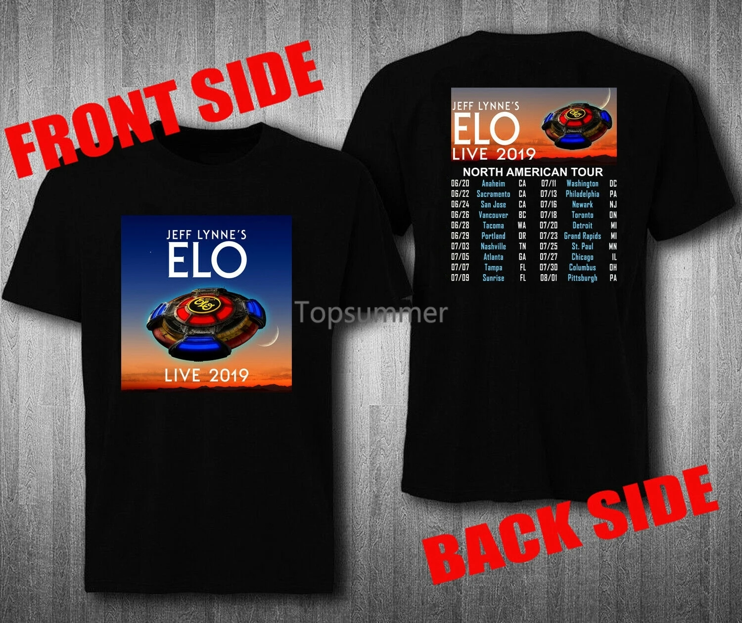 

Elo 2019 Concert Tour T-Shirt New Electric Light Orchestra