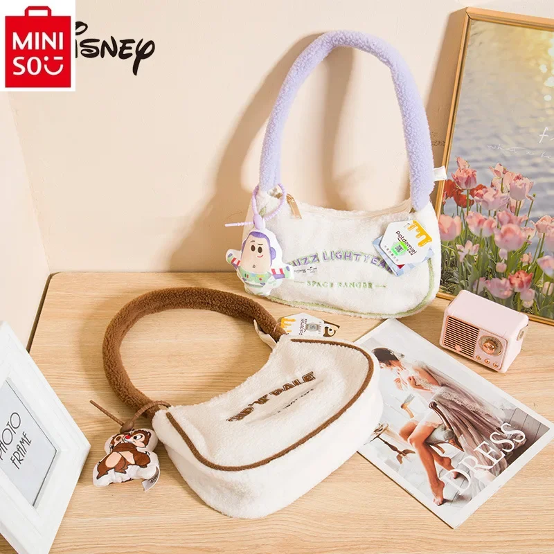 MINISO Disney Comic Stitch Bath Lightyear Fashion Shoulder Bag Student Sweet Versatile Portable Underarm Bag