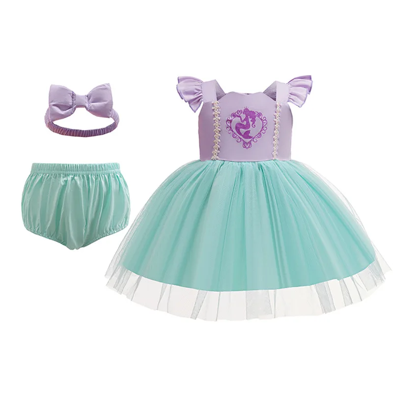  공주 머리띠 + 점프 슈트 언더팬츠 의류 세트, 백설공주 앨리스, 소피아 인어 엘프,  롬퍼,  소녀 옷