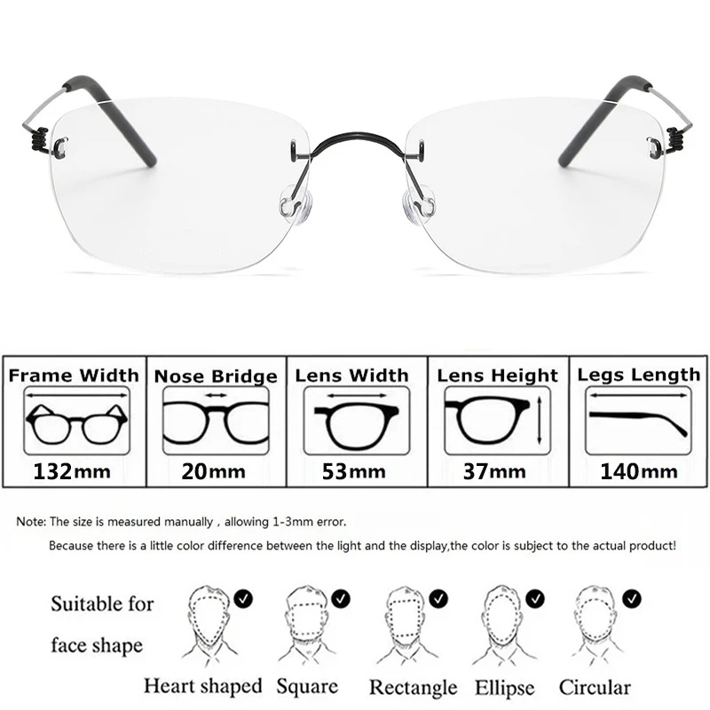 Dänemark quadratische randlose Brille Rahmen 297 ultraleichte Männer schrauben lose Luft Titan Rand Brillen fassungen Brillen Brillen oculos – Detail 12