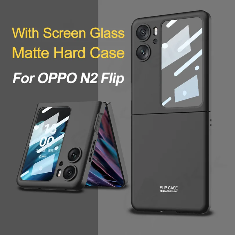 

GKK Ultra-thin Plastic Matte Case For OPPO Find N2 Flip 5G Cover Shockproof Outer Screen Glass Hard For Oppo Find N2 Flip Case