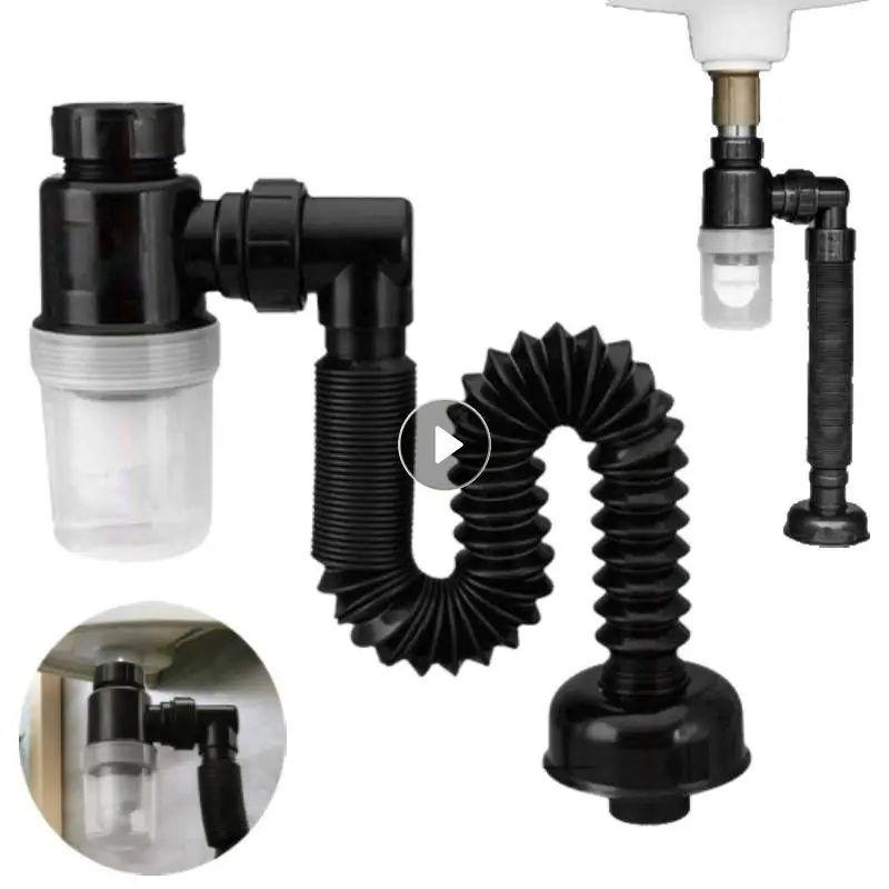 

Flexible Drain Pipe Wash Basin Pipe Sink Sewer Drain Pipe Tube Anti Odor Drain Hose Extension Tube Kitchen Cabinet Bathroom