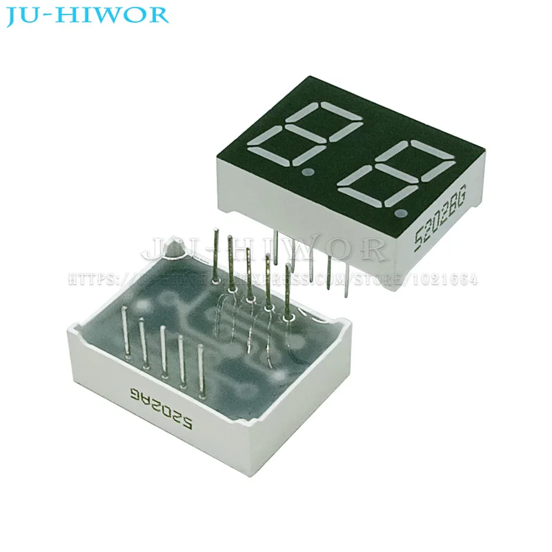 10pcs 10Pins 5202AG 5202BG 0.5 Inch 2 Digit Bits 7 Segment Yellow-Green Chartreuse led digital tube display Common Anode Cathode