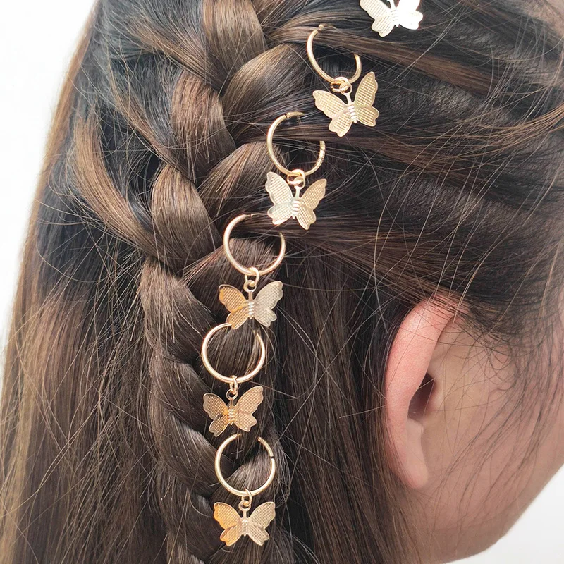 Girls Headdress Butterfly Star Pendant Hair Clip For Women Braid Trendy  Metal Hair Rings DIY Western Style Hair Accessories 6pcs - AliExpress