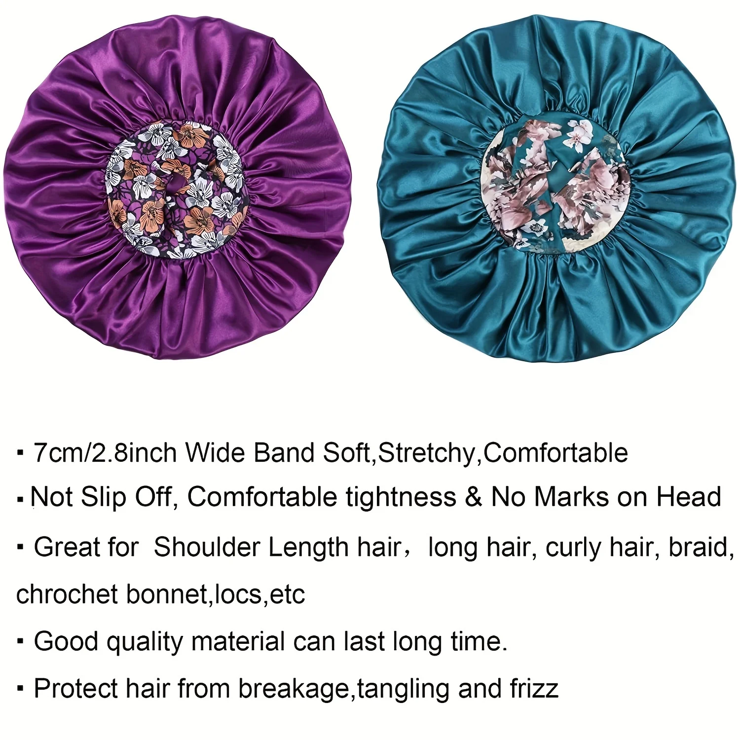 Women's Fashion Bonnet Flower Printed Hair Hat with Wide Edge Elastic Silk Smooth Satin Face for Daily Home Sleep Hat 3