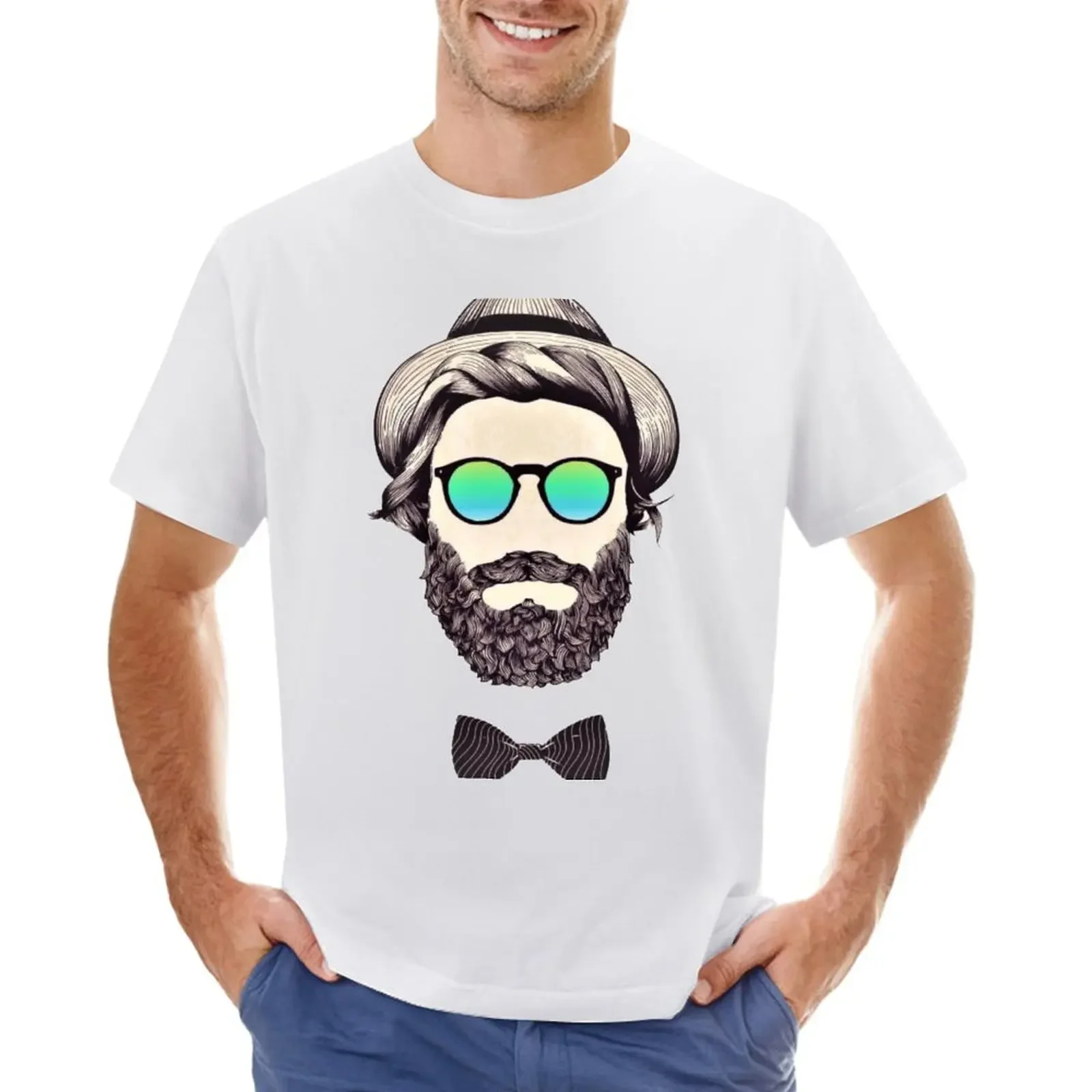 

Beard man with papyon T-shirt plus size tops blacks anime clothes for a boy oversized t shirt men