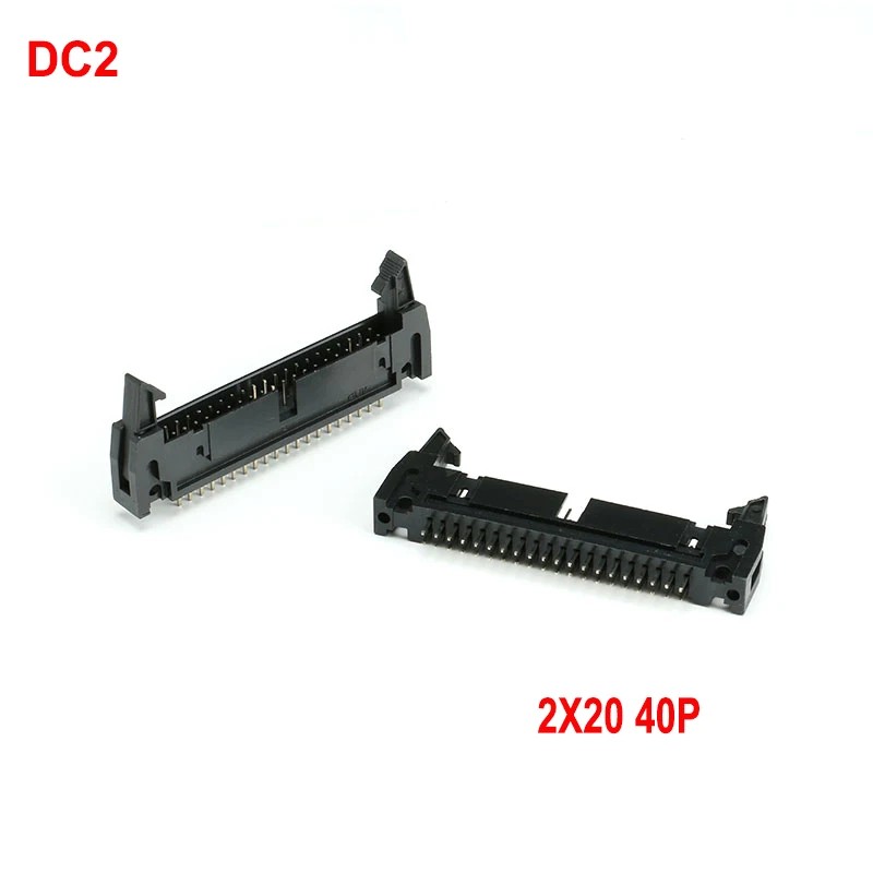 

10pcs DC2 Straight Needle 2.54mm 40P Double Row 2x20 Hook Horn Socket Connector Pitch 2.54MM for Flat Ribbon Cable IDC Socket