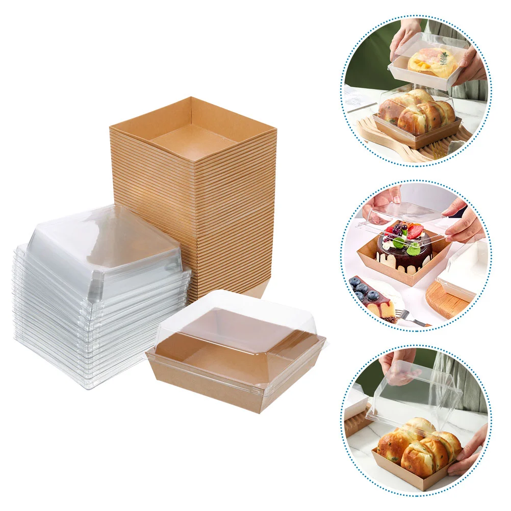 

Sandwich Packing Paper Snack Containers Bread Salad Packing Box With Lid Sandwich Packaging Cake Pastry Bread Fruit Salad Box