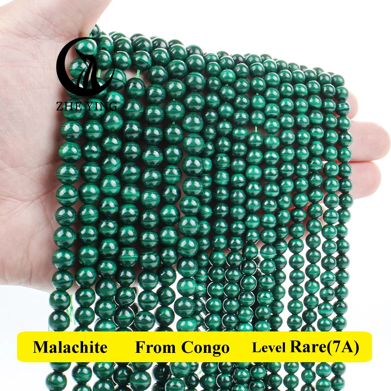 Top Quality 100% Natural Stone Malachite Congo Beads Round Loose Spacer Beads 8mm Pick Size For Jewelry Making DIY Bracelets 15
