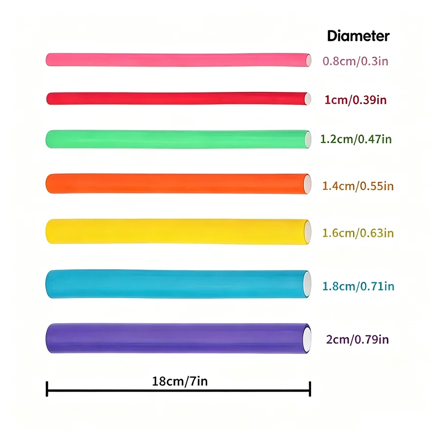 Heatless Flexible Hair Rollers Curlers - 42-Pack of Soft Foam Flexi Twist Curling Rods