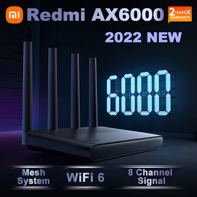 Xiaomi Redmi AX6000 Wifi Router Mesh System WiFi 6 160MHz Bandwidth 8 Channel Signal Amplifiers Work With Mijia App for Home