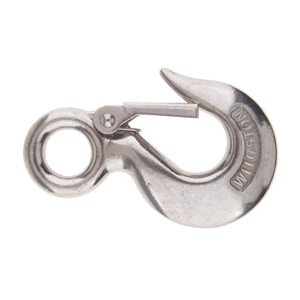 

Marine Stainless Steel Clevis Hook Spring Loaded Safety Latch Universal for Winch Cable ,Tow Crane Lift