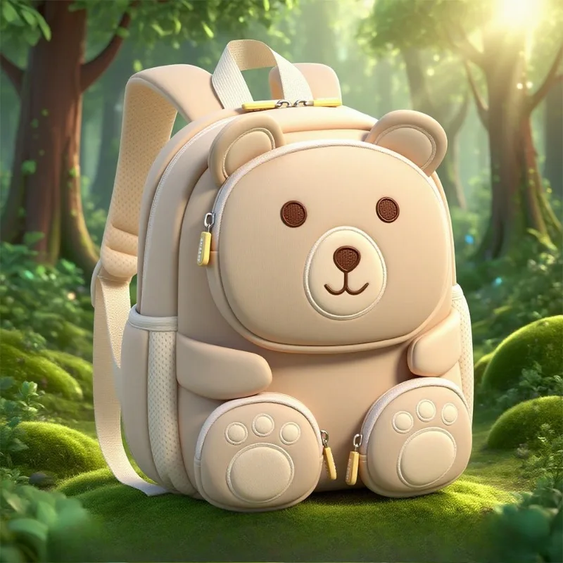 Nuovo Zaino Cubico a Forma di Orso per Bambini, Borsa a Doppia Spalla per Bambini e Neonati, Zaino Scolastico 3D Carino per Ragazzi e Ragazze - immagine 6
