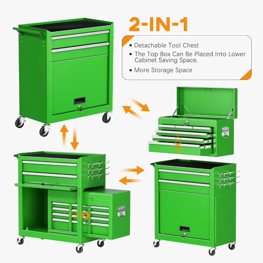 8 Drawers Rolling Tool Chest Assembled with Wheels Detachable Organized Lockable Chest for Workshop Mechanics Garage 4